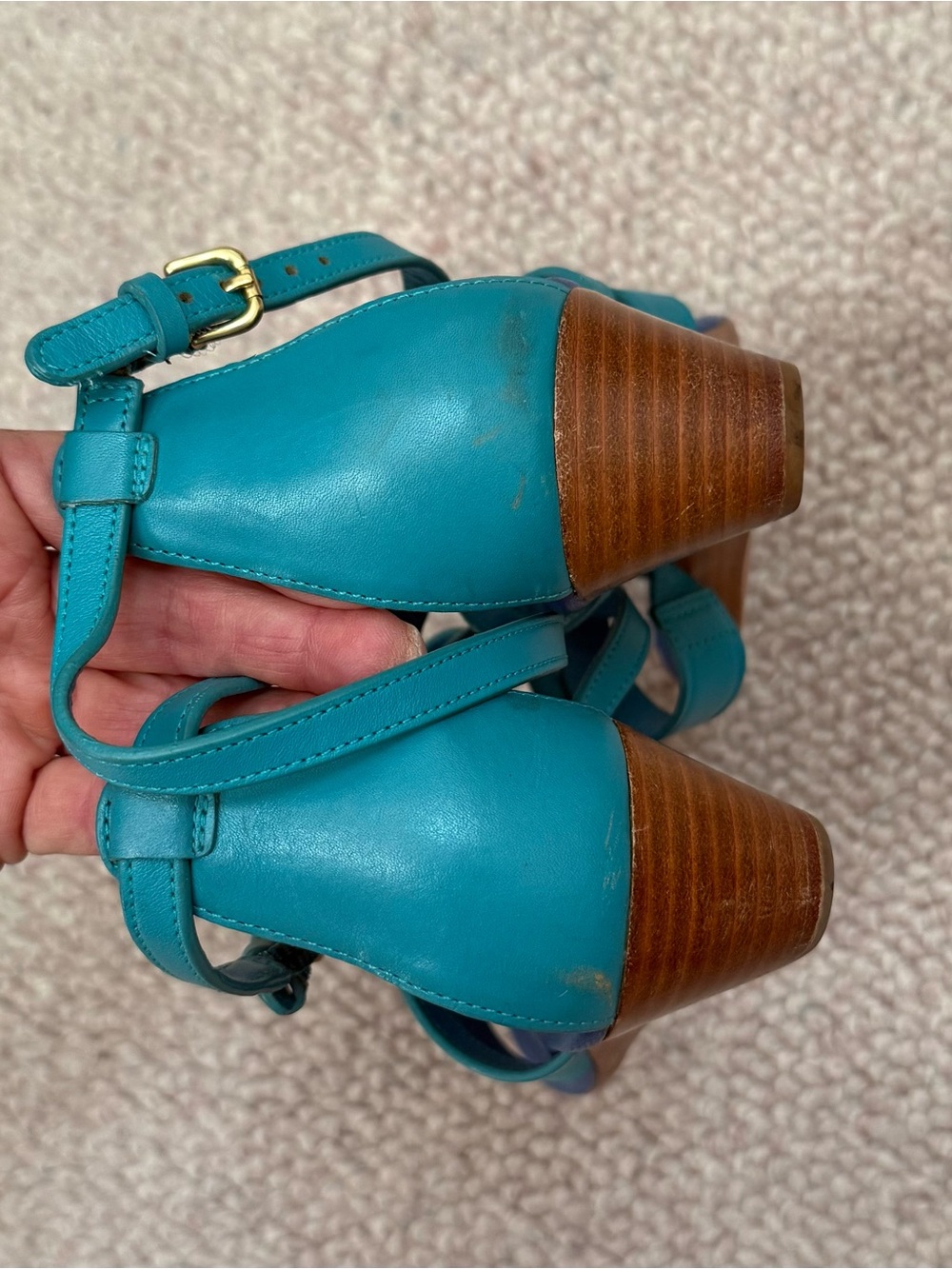 Genuine Coach Blue and Teal
Gladiator Sandals with Adjustable Straps - Picture 6 of 11